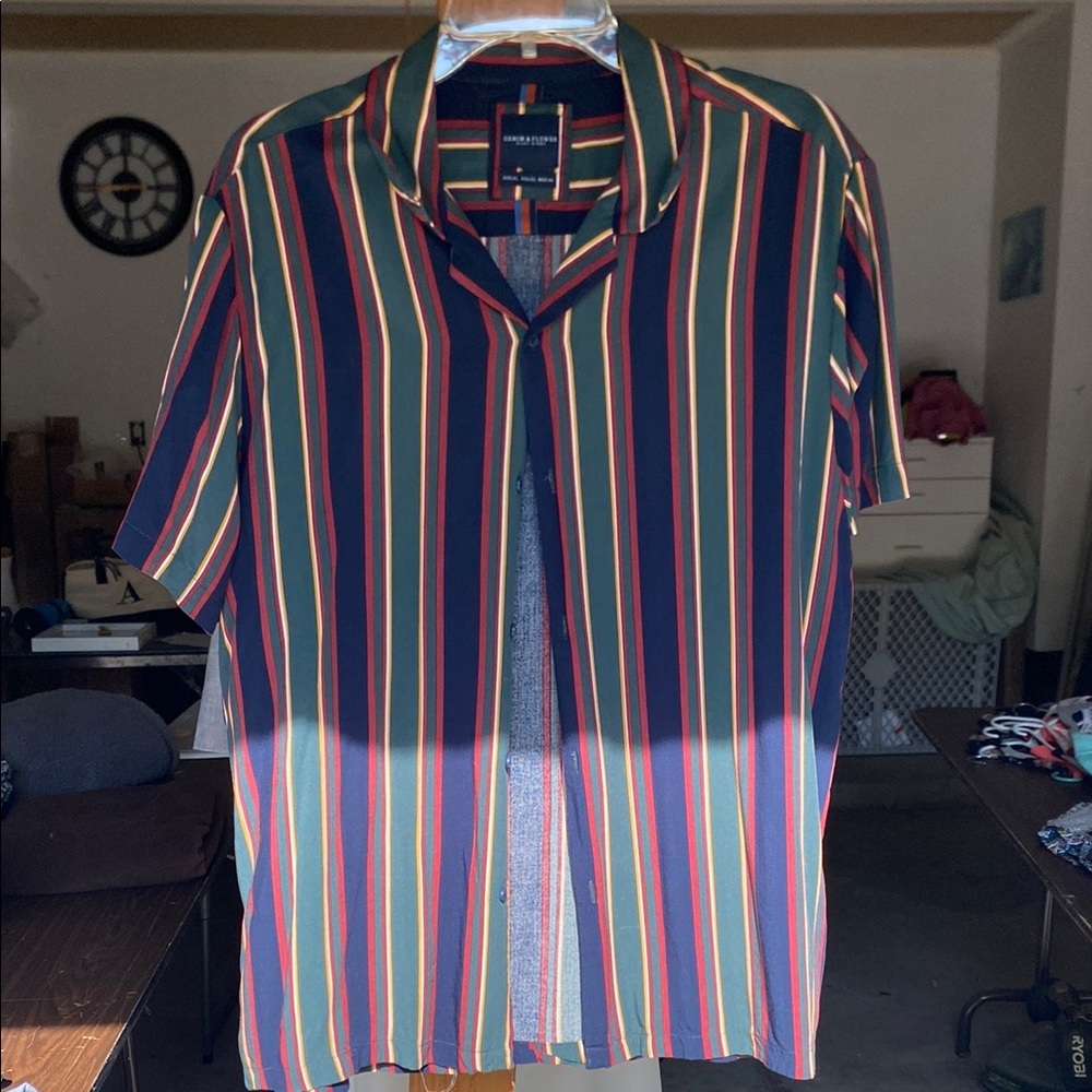 Denim & Flower Red and Yellow Casual Button Down Shirt